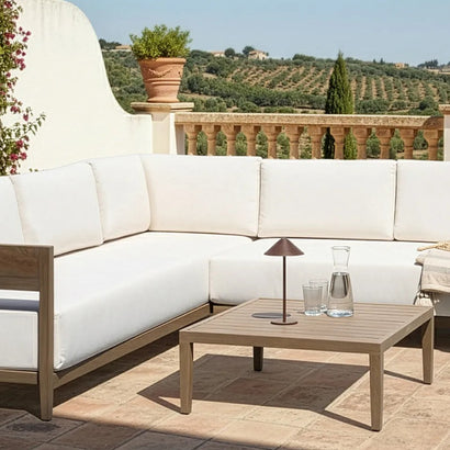 Garden Corner Sofa with Table 5 Seater SAMPIERI Left Hand Metal Brown