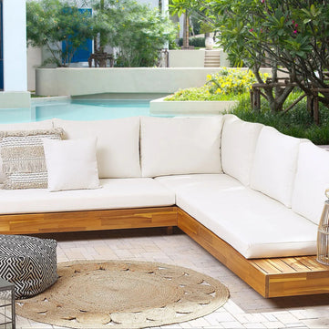 Garden Corner Sofa 5 Seater MARETTIMO Right Hand Certified Acacia Wood