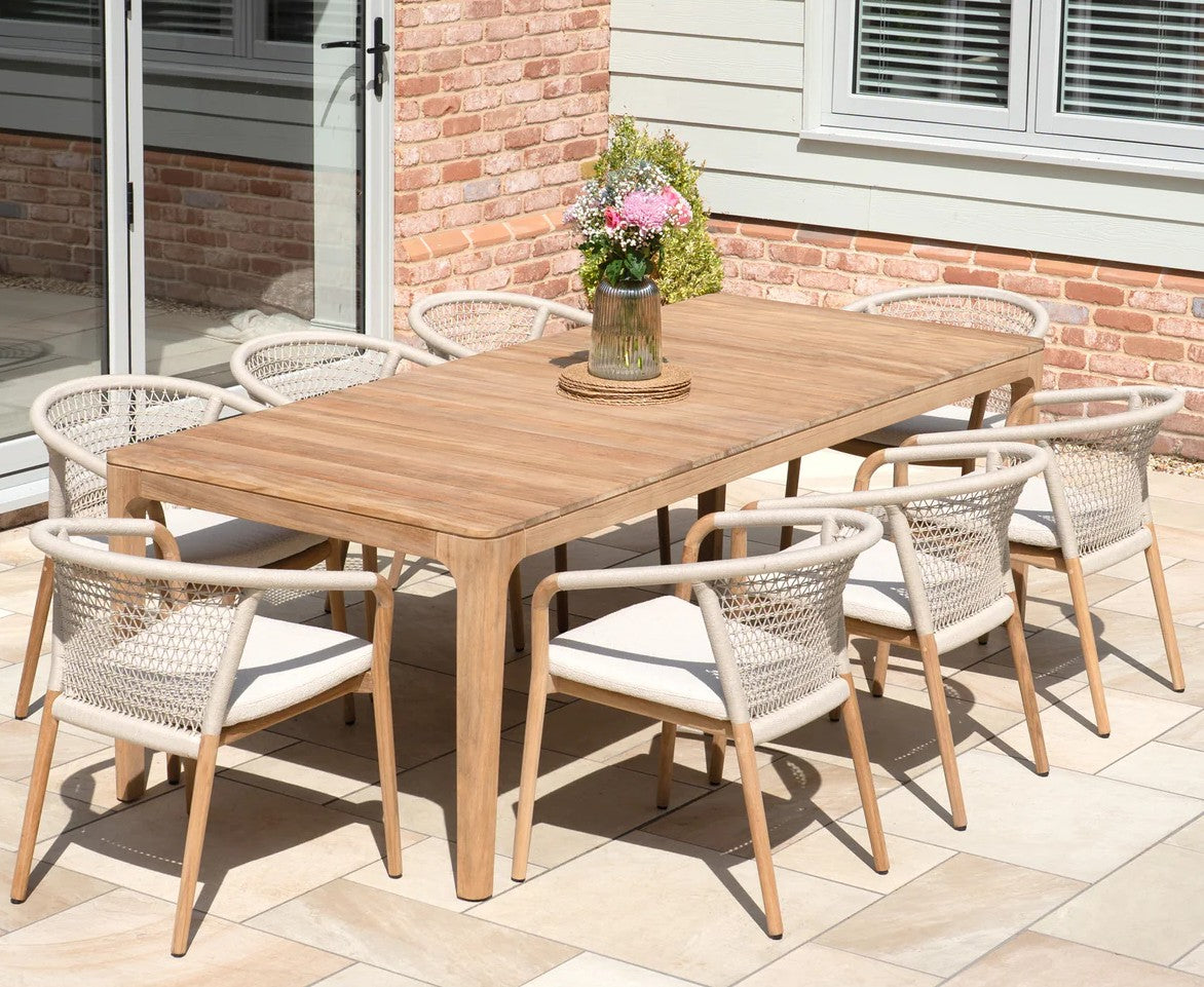Sora 8 Seat Rope Dining Set with Teak Table